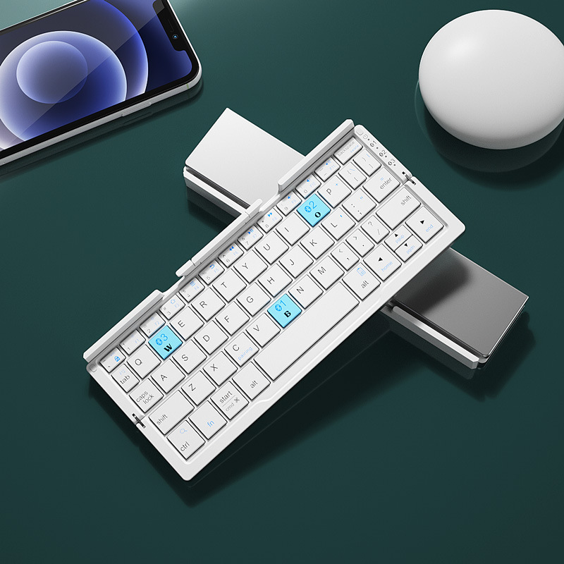 Mini Foldable Bluetooth Wireless Keyboard with Built-In Device Stand