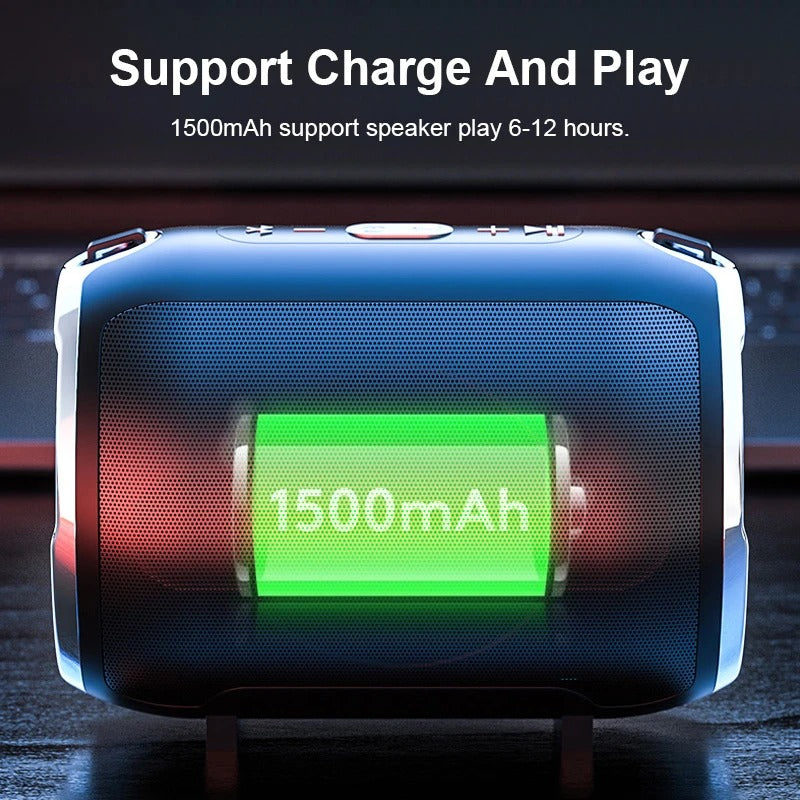 Portable Bluetooth Speaker with Bass & Impact-Resistant Design