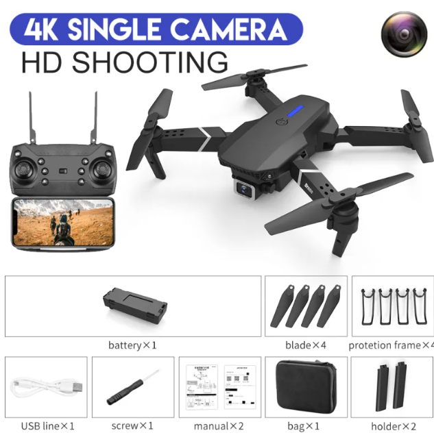 4K Dual-Camera Foldable Drone with WiFi & Aerial Photography