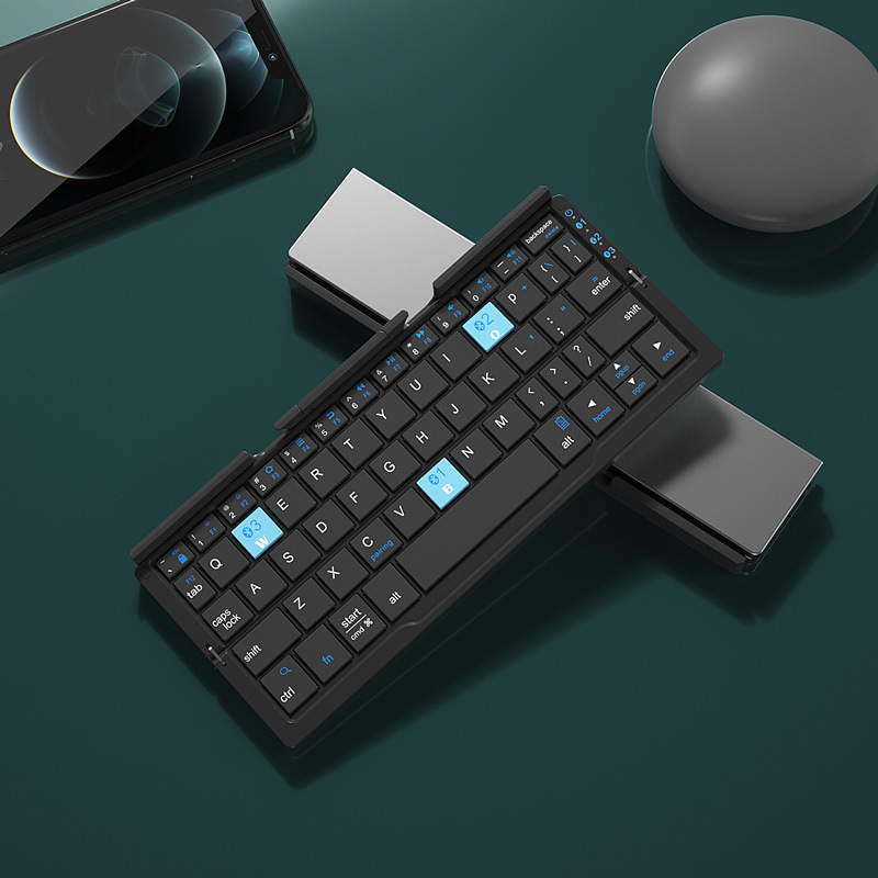 Mini Foldable Bluetooth Wireless Keyboard with Built-In Device Stand