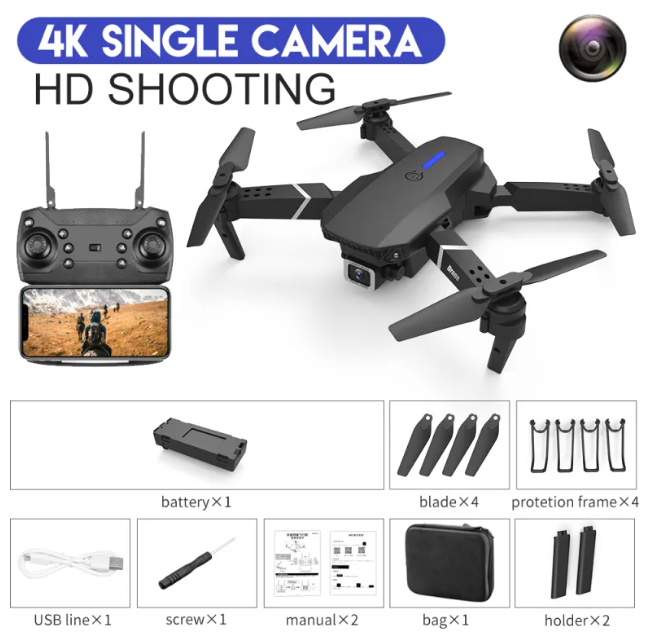 4K Dual-Camera Foldable Drone with WiFi & Aerial Photography