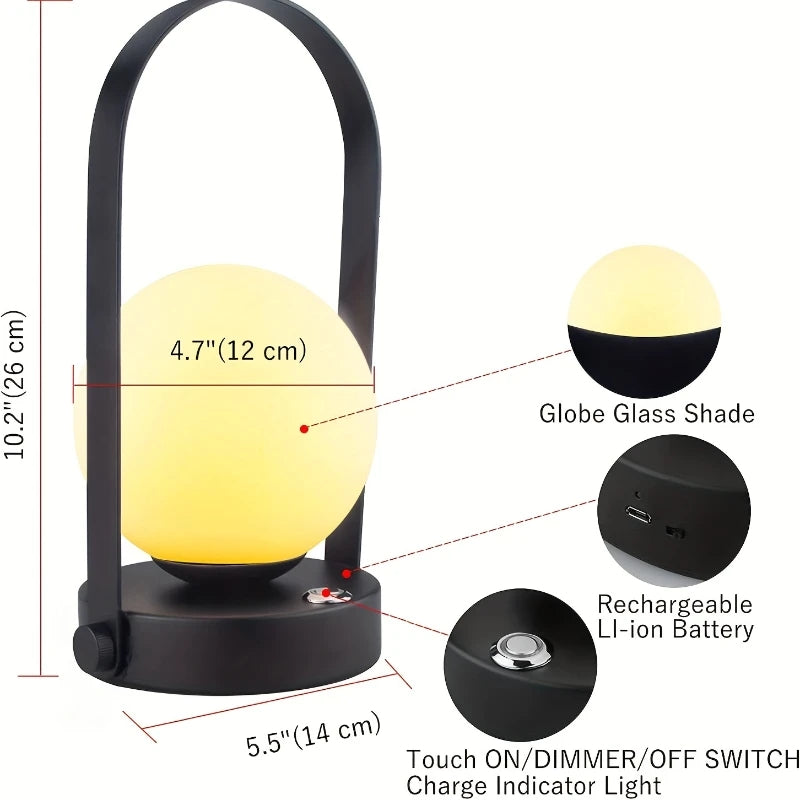 Portable Dimmable Wireless Metal Table Lamp – USB Rechargeable
